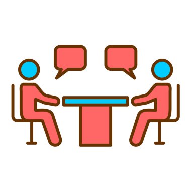 İnsanlar sohbet ediyor ve iletişim düz simgesi, vektör illüstrasyonu