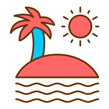 Yaz plajı ikonu vektör illüstrasyonu