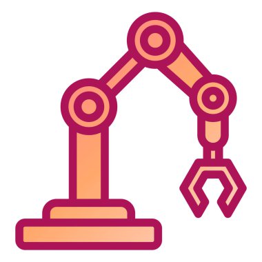 Robotik kol ikonu vektörü. İnce çizgi işareti. izole edilmiş sınır sembolü çizimi