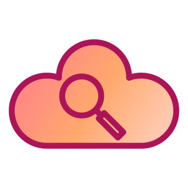 Büyüteç ve pembe renk vektörü çizimi ile arama bulutu