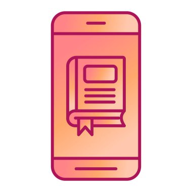 Kitap ve cep telefonu ikonlu akıllı telefon. vektör illüstrasyonu