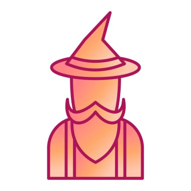 sihirbaz düz vektör simgesi.