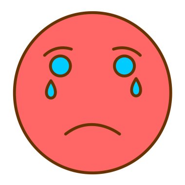 Ağlayan yüz simgesi ikon vektör illüstrasyonu