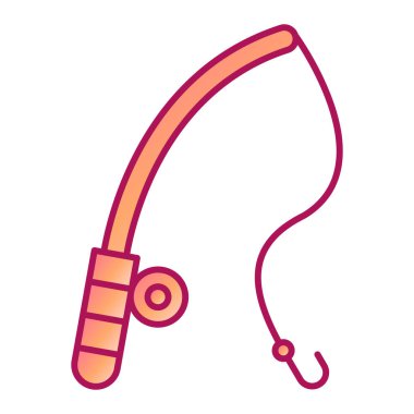 Balık kancası ikonu. Ana hatlı spor ekipmanı vektör çizim sembolü tasarımı. beyaz arkaplanda izole.