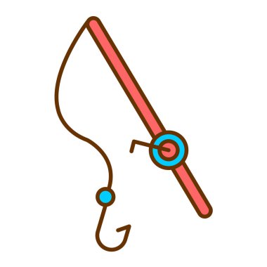 Balık kancası ikonu. Web için balık vektör simgelerinin özet çizimi