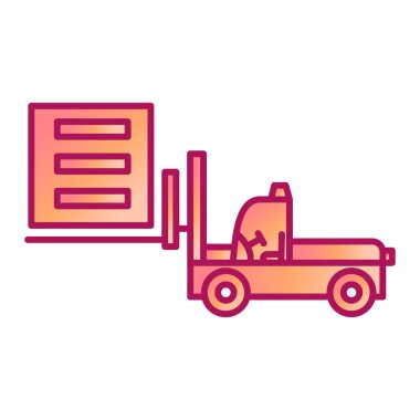 Teslimat kamyonu ikon vektörü. Forklift araç işareti. izole edilmiş sınır sembolü çizimi