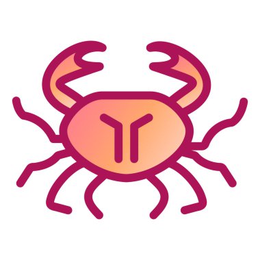 Yengeç vektör simgesi, beyaz arkaplanda illüstrasyon