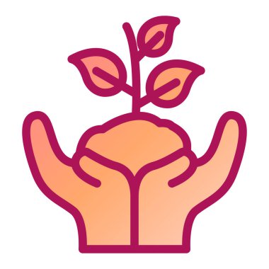 Yaprak çizimi olan bir bitkiyi tutan el.