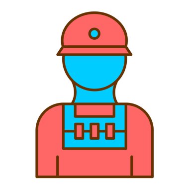 Kask ikonlu işçi. Alet kutusu illüstrasyonu olan bir taslak oluşturucu. izole kontur sembolü