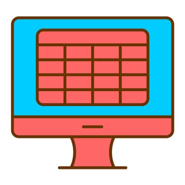 bilgisayar monitörü ikon vektör illüstrasyonu