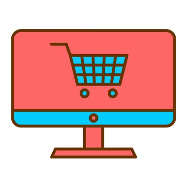 E-ticaret vektör illüstrasyonlu alışveriş arabası