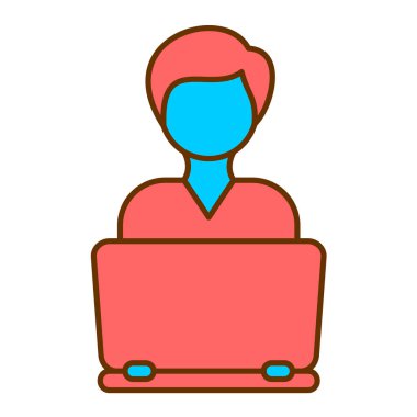 Dizüstü bilgisayarı ve çanta vektör illüstrasyon tasarımı olan kadın