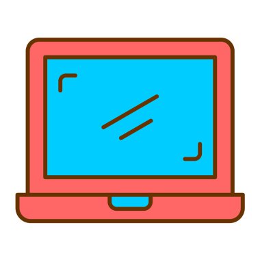 Bilgisayar monitörü ikon vektörlü dizüstü bilgisayar. İnce çizgi işareti. izole edilmiş sınır sembolü çizimi