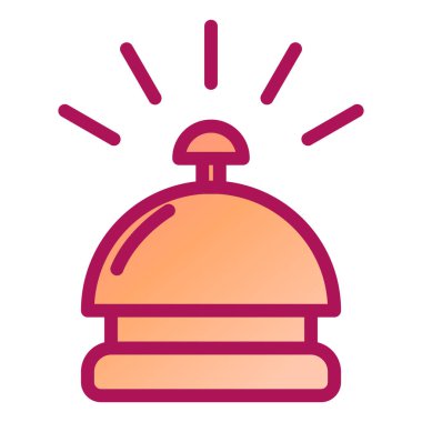 Beyaz arkaplanda izole edilmiş çan düz simgesi, vektör illüstrasyonu