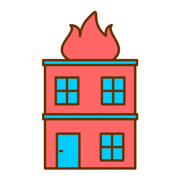 Icono Torre Fuego Ilustración Plana Del Vector Casa Aislado Sobre — Archivo Imágenes Vectoriales