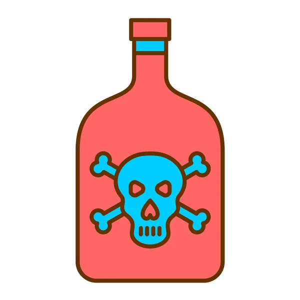 Bottiglia Alcol Con Cranio Croce Vettore Illustrazione — Vettoriale Stock