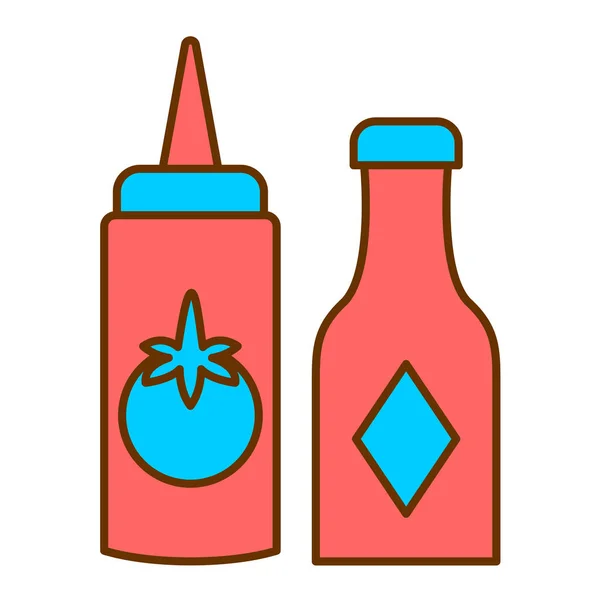 Μπουκάλι Μπύρα Και Σάλτσα Διάνυσμα Εικονίδιο Πινακίδα Τροφίμων Μεμονωμένη Απεικόνιση — Διανυσματικό Αρχείο