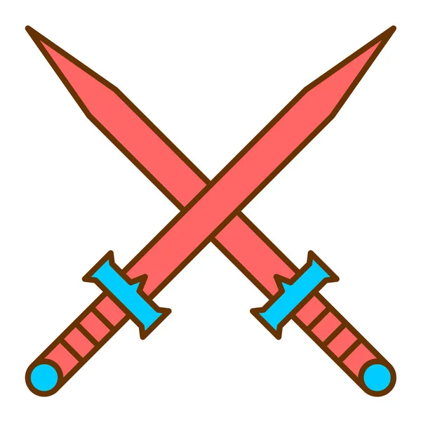 Ikona Meče Kreslené Ilustrace Středověkých Vektorových Ikon Mečů Pro Web — Stockový vektor