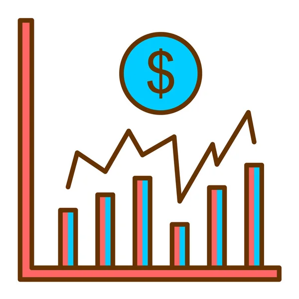 Graphique Croissance Financière Avec Symbole Dollar Illustration Vectorielle — Image vectorielle