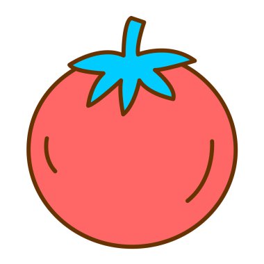 Domates ikonu. Web için taze sebze vektör simgelerinin karikatür çizimi