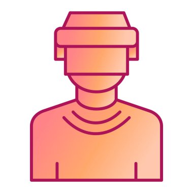 VR kulaklık ikonu olan adam. Web için sanal gerçeklik vektör simgelerinin özet çizimi