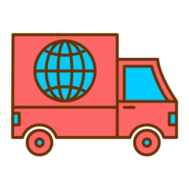 Kargo ve lojistik vektör illüstrasyonlu teslimat kamyonu