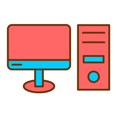 bilgisayar monitörü ikon vektör illüstrasyonu