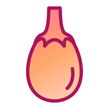 Patlıcan sebze ikonu. Soğan vektör illüstrasyonunun çizgi filmi. beyaz arkaplanda izole