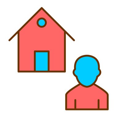 ev düz simgesi, vektör illüstrasyonu