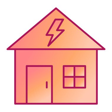 Güneş paneli ikonlu ev. Web için enerji ev vektör simgelerinin özet çizimi