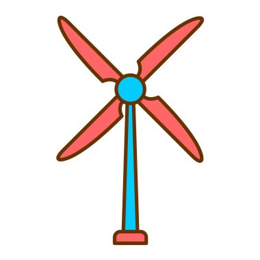 Yel değirmeni ikonu. Rüzgar türbini sembolü. düz tasarım biçimi.
