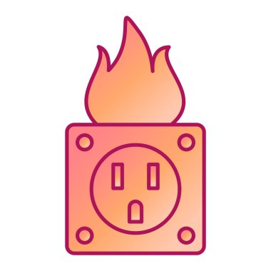 Elektrik prizi simgesi. Web için elektrik dolgu vektör simgelerinin özet çizimi