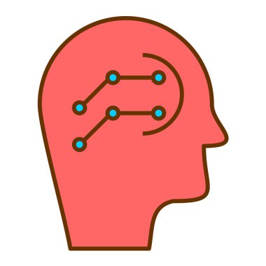Beyin ikonu olan insan kafası. Özet insan düşüncesi vektör illüstrasyonu.