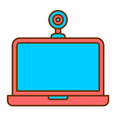 Video kamera vektör illüstrasyon tasarımlı dizüstü bilgisayar