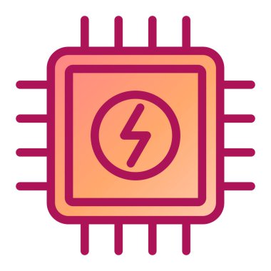 güç çipi düz simgesi, vektör, illüstrasyon