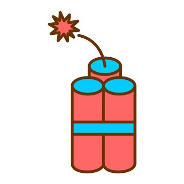 Bomba patlaması ikonu. Ana hatlı dinamit ateş vektör çizimi. izole kontur sembolü