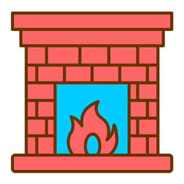 Şömine. Web simgesi basit illüstrasyon