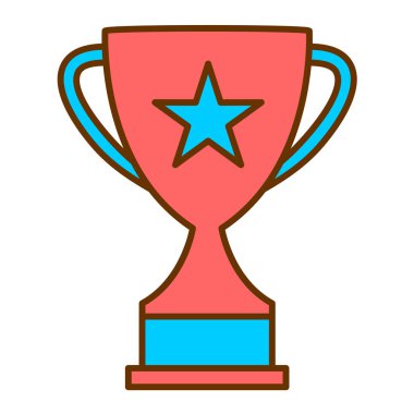 Kupa ikonu vektörü. Kazanan ödül işareti. izole edilmiş sınır sembolü çizimi