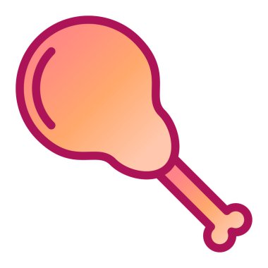 Tavuk budu ikonu. Web için et kemik vektör simgelerinin özet çizimi