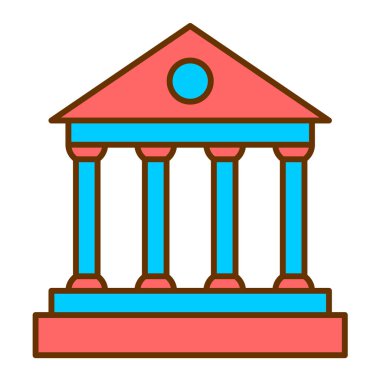 Banka binası simgesi vektör çizimi tasarımı