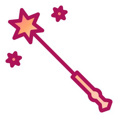 Sihirli değnek ikonu. Beyaz arkaplanda izole edilmiş web tasarımı için yıldız vektör simgelerinin basit çizimi