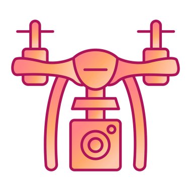İHA kamera simgesi. Web için helikopter vektör simgelerinin düz çizimi