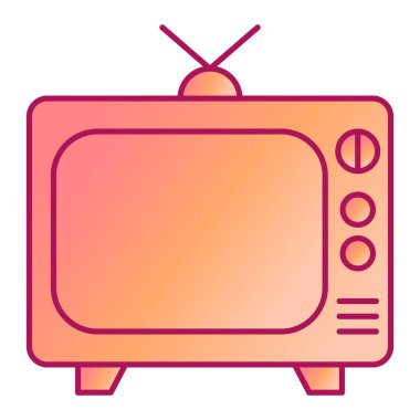 Retro televizyon ikonu. Web için eski radyo vektör simgelerinin karikatür çizimi