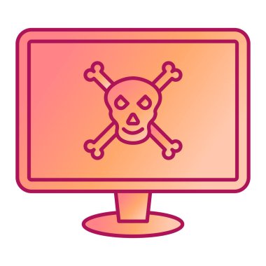 Virüs ikon vektör illüstrasyon tasarımı ile bilgisayar monitörü