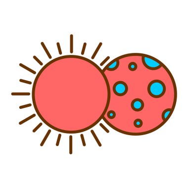 Yıldızlı ve çizgili güneş sistemi, çizgi biçimi simgesi tasarımı