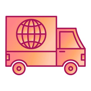 Bir kutu ve kırmızı çizgili vektör illüstrasyonlu teslimat kamyonu