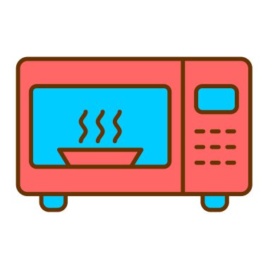 mikrodalga fırın ikonu vektörü. İnce çizgi işareti. izole edilmiş sınır sembolü çizimi