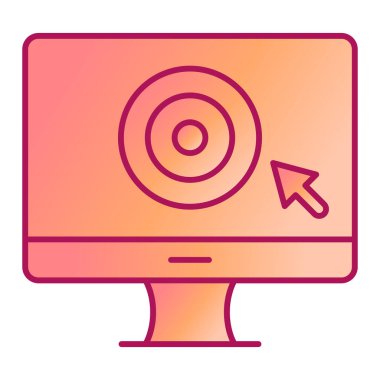 Ok ikonlu bilgisayar monitörü. vektör illüstrasyonu