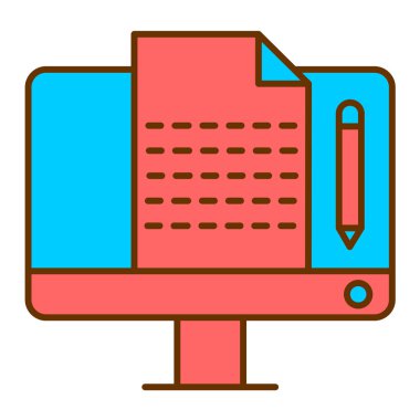 Belgeli dizüstü bilgisayar ve kalem vektör çizim tasarımı