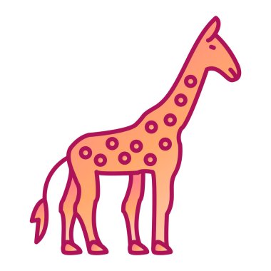 Zürafa ikonu. Beyaz arkaplanda izole edilmiş web tasarımı için deve vektör simgelerinin çizgi filmi